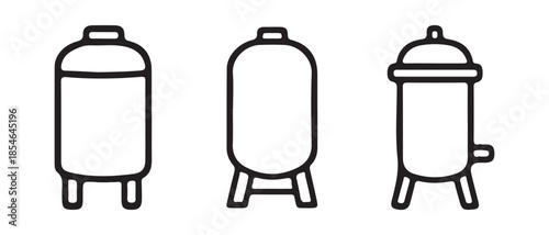 Industrial tank and vessel icons showcasing different storage and processing equipment.