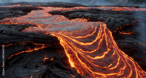 Obraz na płótnie Red hot lava flowing.