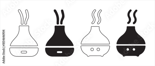 Aromatherapy diffuser vector icons. featuring steam and modern design for wellness..