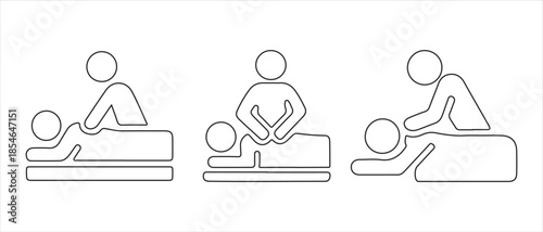 Massage therapy icons illustrating different relaxation techniques for health and wellness.