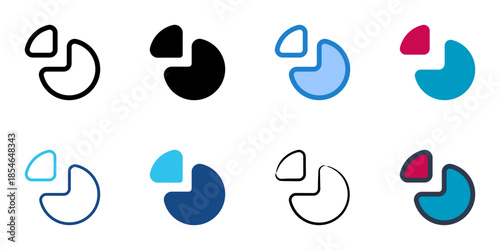 Pie icons set multiple style collection. Editable stroke 
