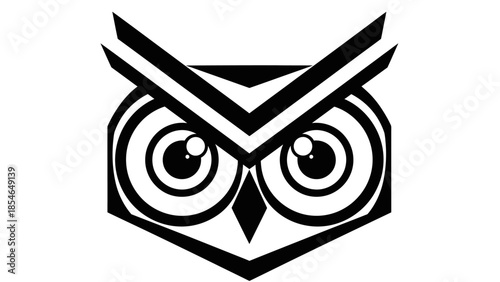 Abstract owl face logo design illustration with bold geometric elements concept