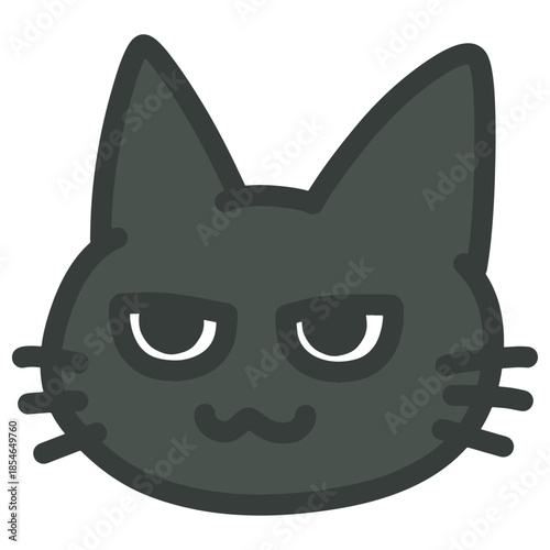 黒猫の顔アイコン　ゆるいキャラクターイラスト