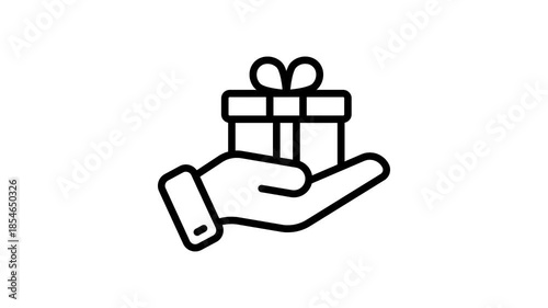 Gift box on hand showing concept animated icon of giving gift, ready to use vector