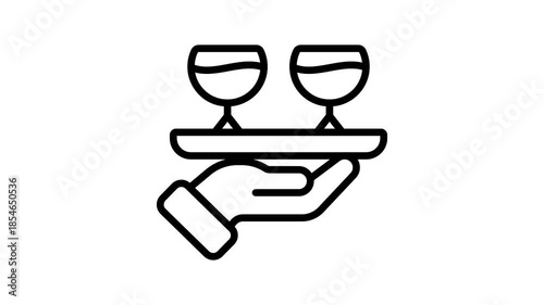 Drink glass on hand showing concept animated icon of drink serving vector design
