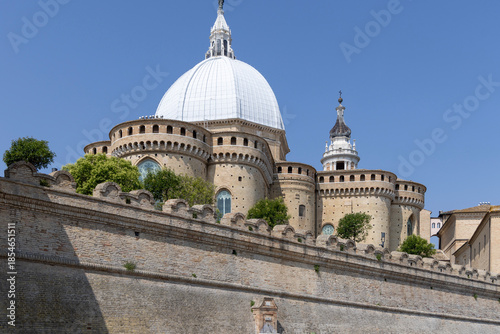 View of late gothic Basilica of the Holy House (Basilica della Santa Casa), Loreto, Italy