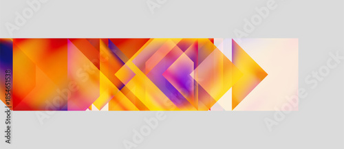 Abstract geometric composition. Vibrant colors blend, creating dynamic triangular shapes. Modern design, visually striking.