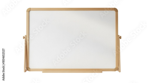 Canvas Print Wooden framed whiteboard isolated PNG, blank writing board for presentations and