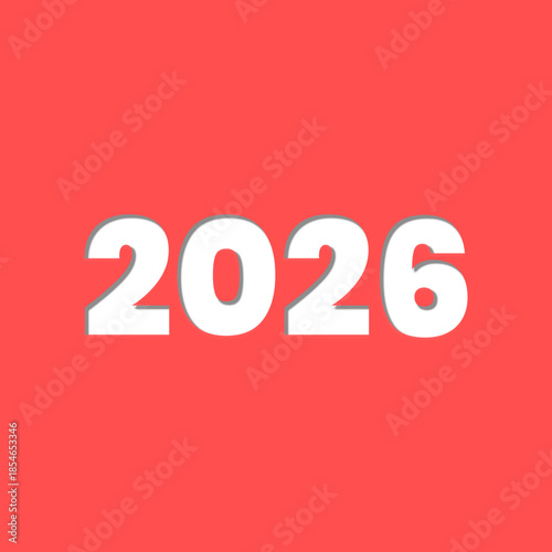Bold white “2026” numerals centered on a vibrant coral background, minimal modern design ideal for New Year campaigns, future planning visuals, calendars, and digital marketing graphi