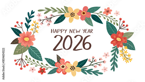 Happy New Year 2026 floral celebration