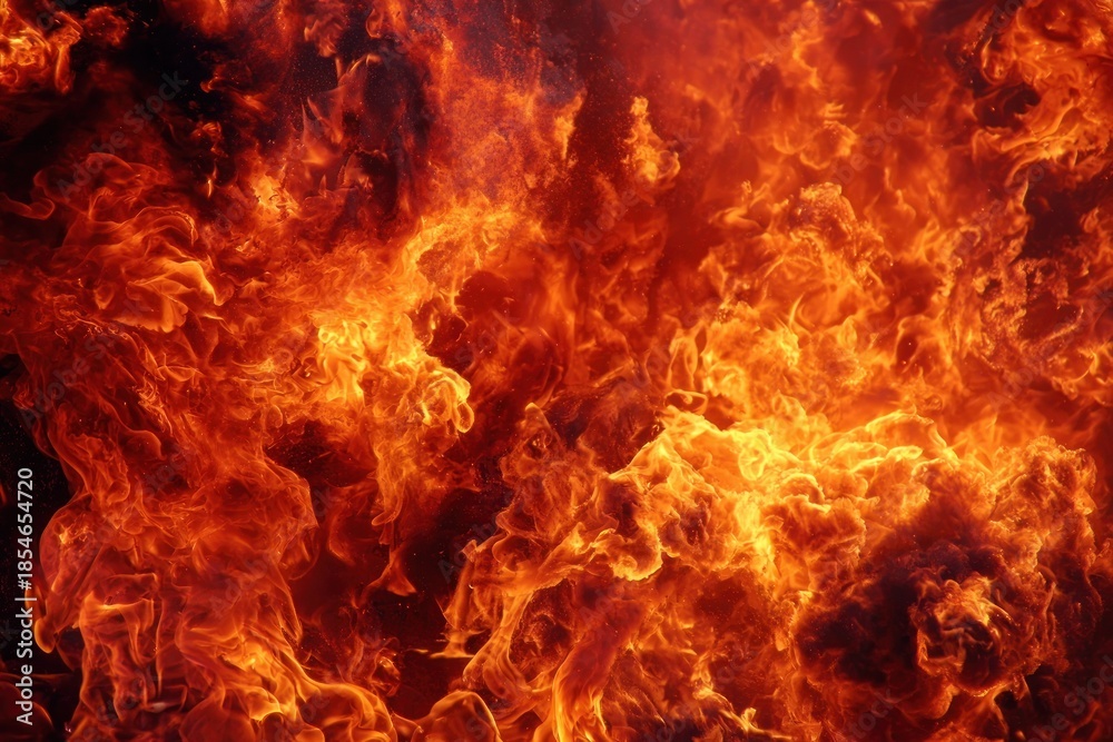 Fototapeta premium Fiery flames of fire burning with intense heat and dynamic movement