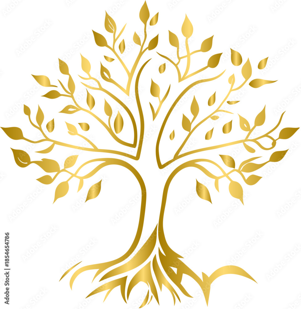 Obraz premium abstract golden tree with leaves vector svg