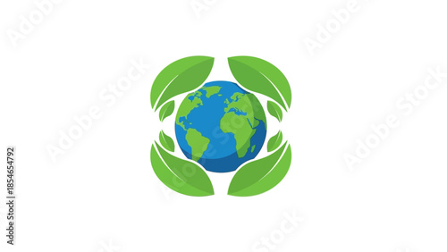 Earth surrounded by green leaves symbolizing environmental conservation