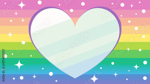 Dreamy Pastel Rainbow Gradient Background with Scattered White Hearts for Cute and Whimsical Designs