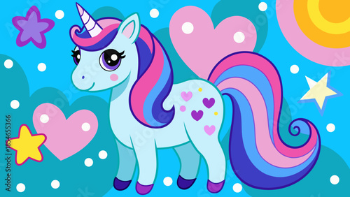 Whimsical Unicorn Pastel Background with Hearts, Circles, and Sparkling Bokeh Elements for Kids and Baby Shower Themes