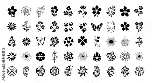 Floral & Butterfly Icons for Web Design, Crafts, Tattoos, and Branding Projects