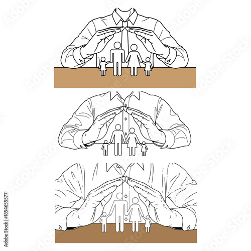 father product family hand over family cover silhouette pack