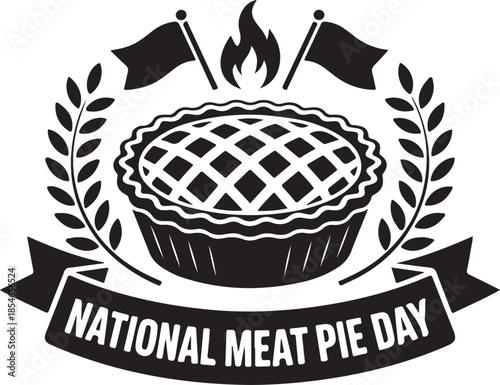 National Meat Pie Day Silhouette Vector Illustration, Solid White Background