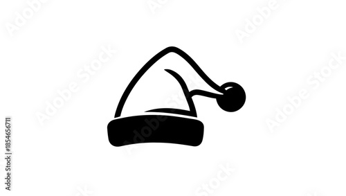 santa hat, christmas hat, cap, hat, christmas, furr cap christmas santa cap in black and white vector icon, illustration, symbol, vector, glass, business, sign, concept, object, design, 