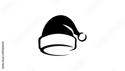 santa hat, christmas hat, cap, hat, christmas, furr cap christmas santa cap in black and white vector icon, illustration, symbol, vector, glass, business, sign, concept, object, design, 