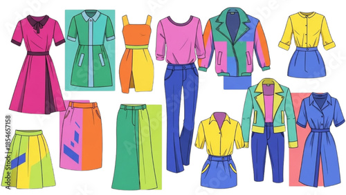 Vibrant Fashion Items Displayed Against a Clean White Background