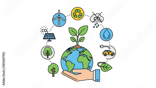 Sustainable Energy and Environmental Conservation Concept Illustration