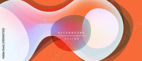 Abstract fluid shapes overlap, creating vibrant orange, blue, pink gradients. Modern design element for backgrounds, presentations.