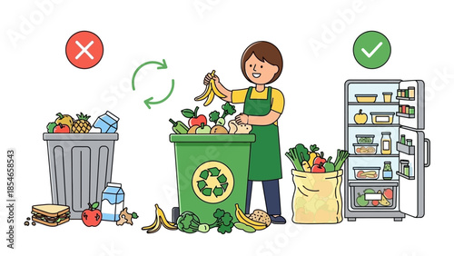 Illustration of Waste Management and Recycling for Sustainable Living