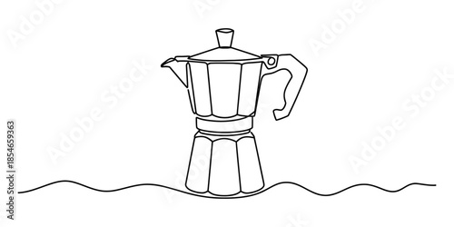 A minimalist single continuous line drawing of a classic moka pot coffee maker Vector, illustration