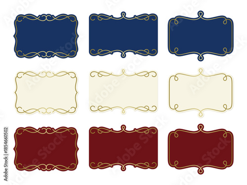 European luxury gold vintage frame label set