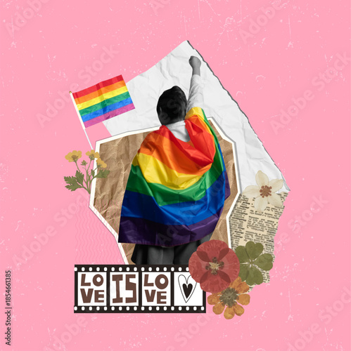 Love is love concept with a focus on pride and self-acceptance. Vector illustration