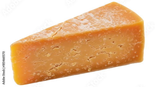 Fényképezés Wedge of aged cheddar cheese isolated PNG, sharp yellow dairy product with crumb