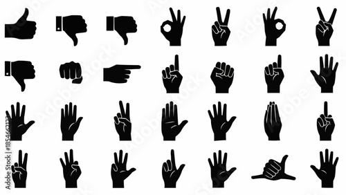 Collection of Hand Gestures Icons Vector Illustration.