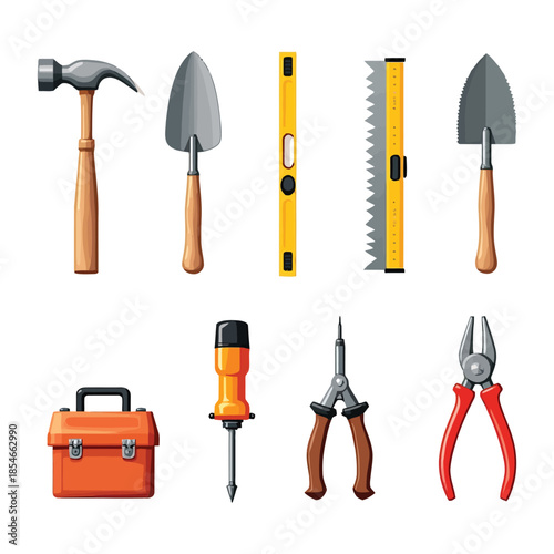 Home Repair And Construction Tools Flat Vector Illustration Collection