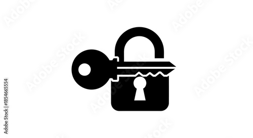 Simple lock and key illustration symbolizing security access or encryption  minimalistic icon