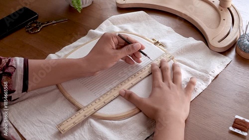 Hand Marking Grid Lines on Cotton Fabric for Accurate Hand Sewing.