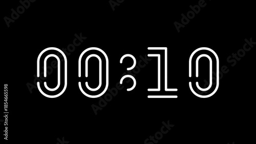 15 second digital countdown timer with thin outline typography on a black background. Clean and modern design suitable for time management, productivity, deadlines, presentations