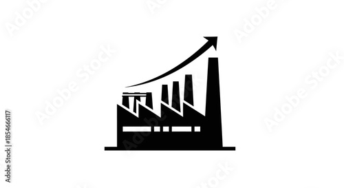 Growing industrial production symbol with ascending arrow indicating economic development and