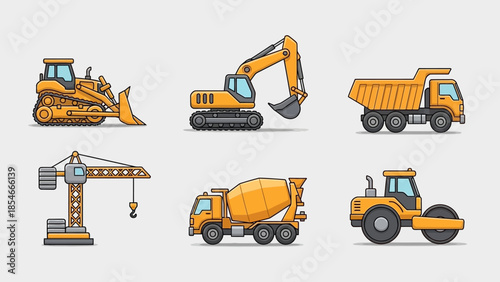 Construction Equipment A Collection of Illustrated Machinery for Building and Development Projects