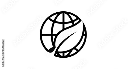 Minimalist design showcasing environmental awareness with earth and leaf elements icon