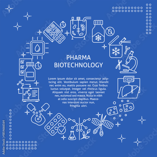 Pharmaceutics and biotechnology round banner