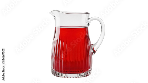 Photography Glass pitcher with red juice isolated PNG on transparent background, refreshing