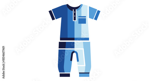 Stylish blue sleep romper with button details isolated on a white background