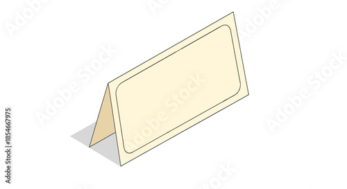 Blank RSVP card isolated on a white background with a shadow, featuring a minimalist design and folded tent shape, perfect for elegant event invitations