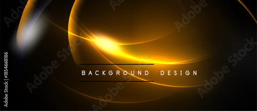 Abstract golden lines create luminous effect. Dark background emphasizes bright central glow, modern design element.