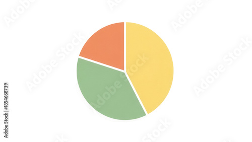 Free Download Pie chart with three sections in green, orange, and yellow isolated PNG, data visualization on transparent background - GFXLoad