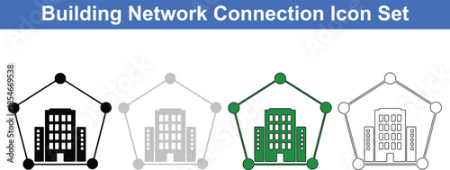 Building Network Connection Icon Set � Modern Office and Technology Vector Collection
