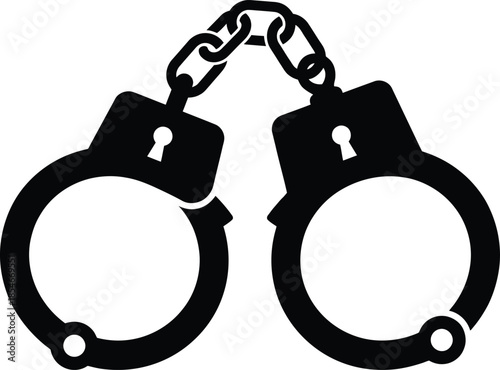 Black silhouette of handcuffs connected by a chain