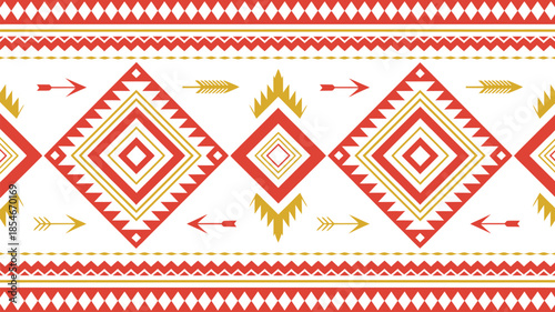 Seamless Aztec Tribal Geometric Pattern Vector