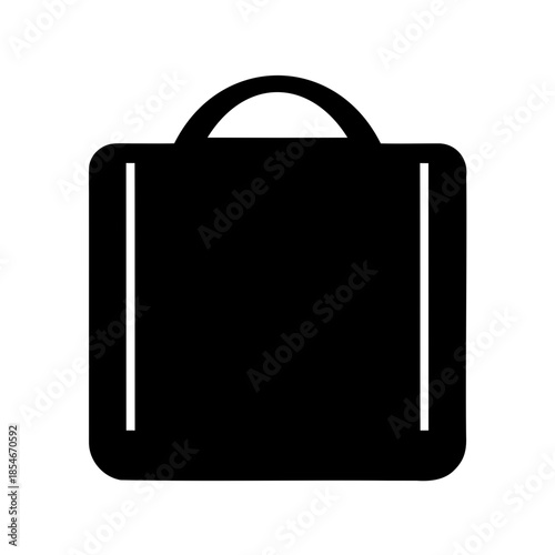 Simple black suitcase illustration with rounded corners and thin white lines